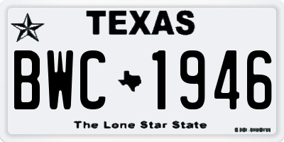 TX license plate BWC1946