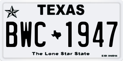 TX license plate BWC1947
