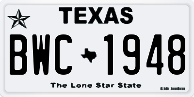 TX license plate BWC1948