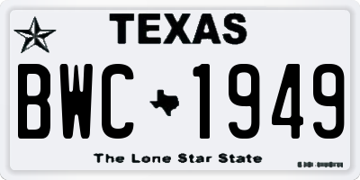 TX license plate BWC1949