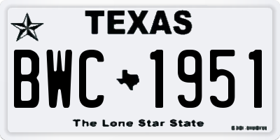 TX license plate BWC1951