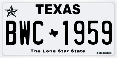 TX license plate BWC1959
