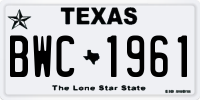 TX license plate BWC1961