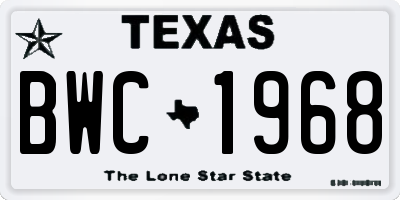 TX license plate BWC1968