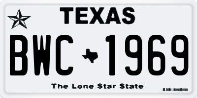 TX license plate BWC1969