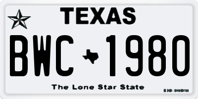 TX license plate BWC1980