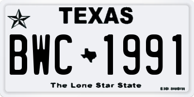 TX license plate BWC1991