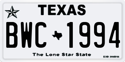 TX license plate BWC1994