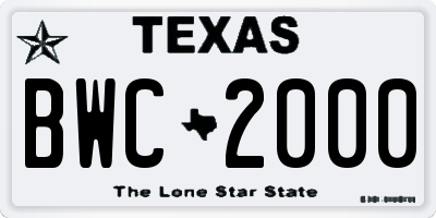 TX license plate BWC2000