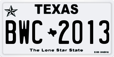 TX license plate BWC2013