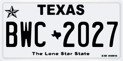 TX license plate BWC2027