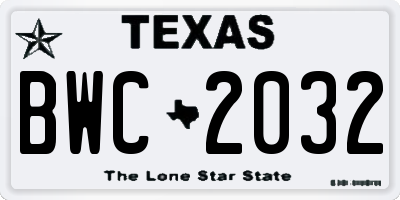 TX license plate BWC2032