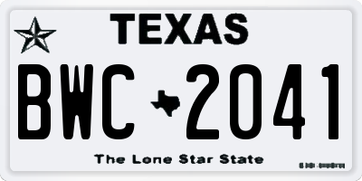 TX license plate BWC2041