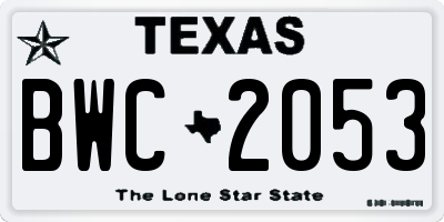 TX license plate BWC2053