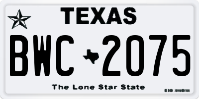 TX license plate BWC2075