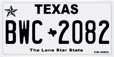 TX license plate BWC2082