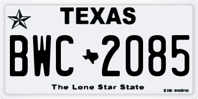 TX license plate BWC2085