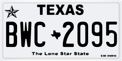 TX license plate BWC2095