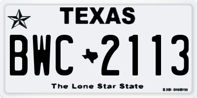 TX license plate BWC2113
