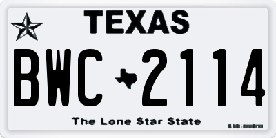 TX license plate BWC2114