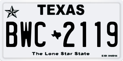 TX license plate BWC2119