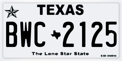 TX license plate BWC2125
