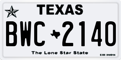 TX license plate BWC2140