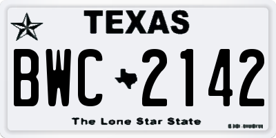 TX license plate BWC2142