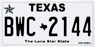 TX license plate BWC2144