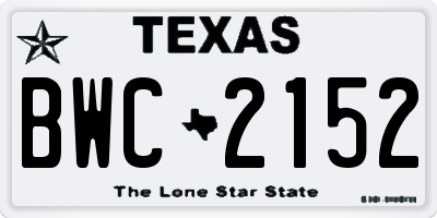 TX license plate BWC2152