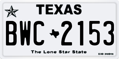TX license plate BWC2153