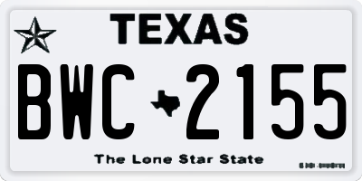 TX license plate BWC2155