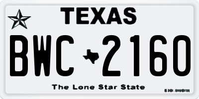 TX license plate BWC2160