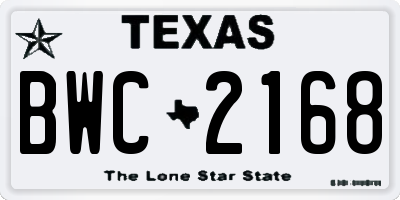 TX license plate BWC2168