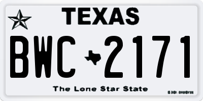 TX license plate BWC2171