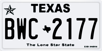 TX license plate BWC2177