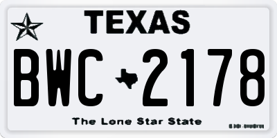 TX license plate BWC2178