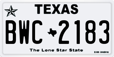 TX license plate BWC2183