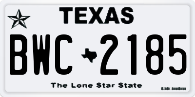 TX license plate BWC2185
