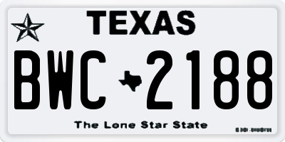 TX license plate BWC2188