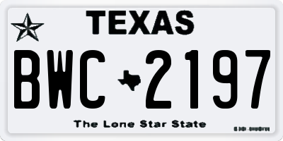 TX license plate BWC2197