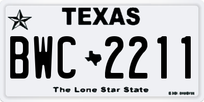 TX license plate BWC2211