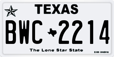 TX license plate BWC2214