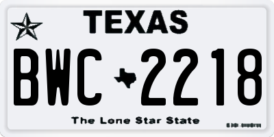 TX license plate BWC2218