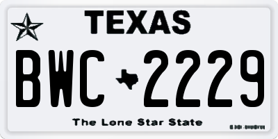 TX license plate BWC2229