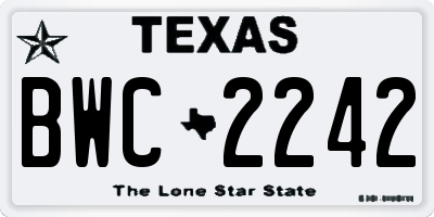 TX license plate BWC2242