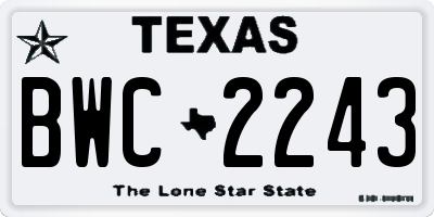 TX license plate BWC2243