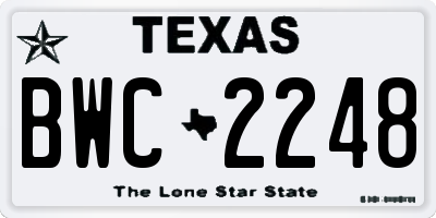 TX license plate BWC2248