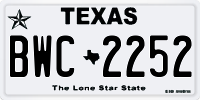 TX license plate BWC2252