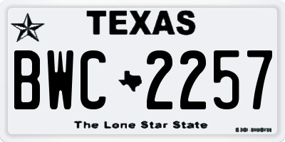 TX license plate BWC2257